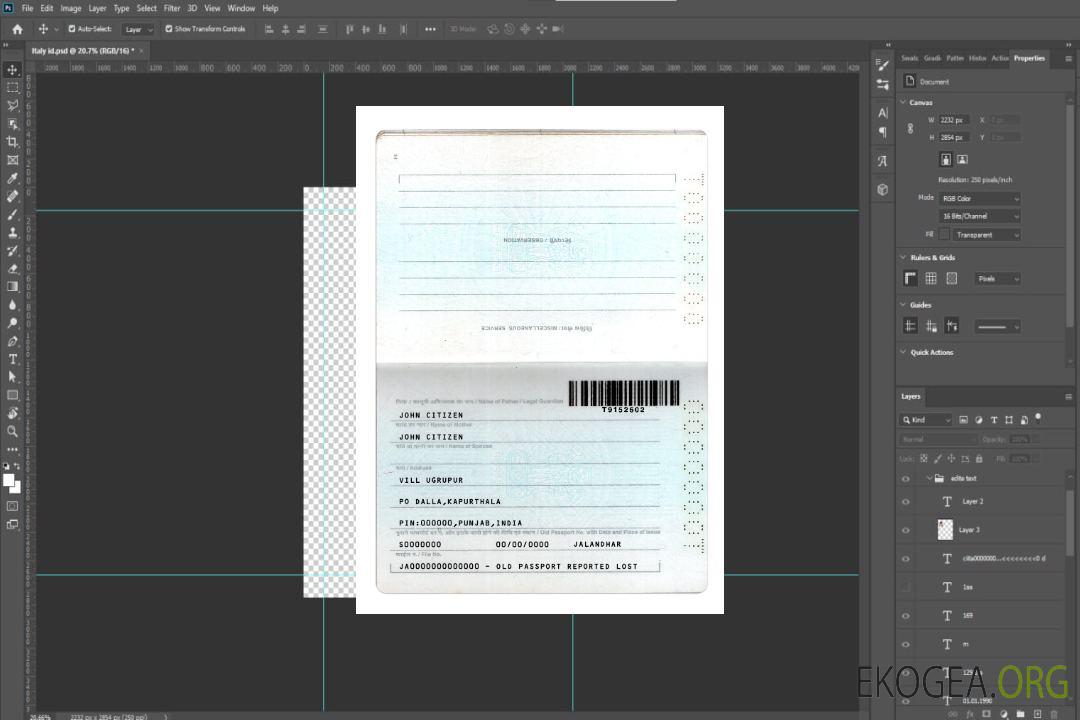 Passeport indien nouvelle version 2 pages 2 template